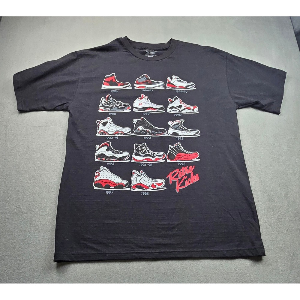 Authentic Classics Mens Retro Kicks Basketball Sneaker Timeline Graphic Tee XL